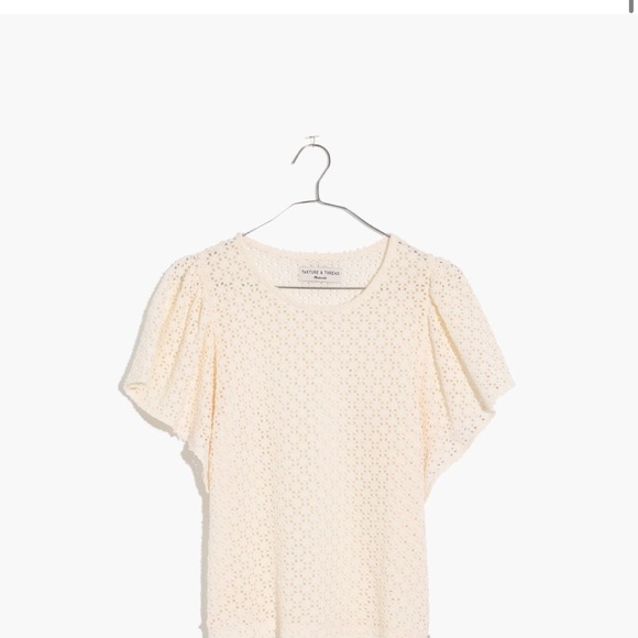 Madewell Texture & Thread Eyelet Flutter-Sleeve Top - Picture 3 of 4